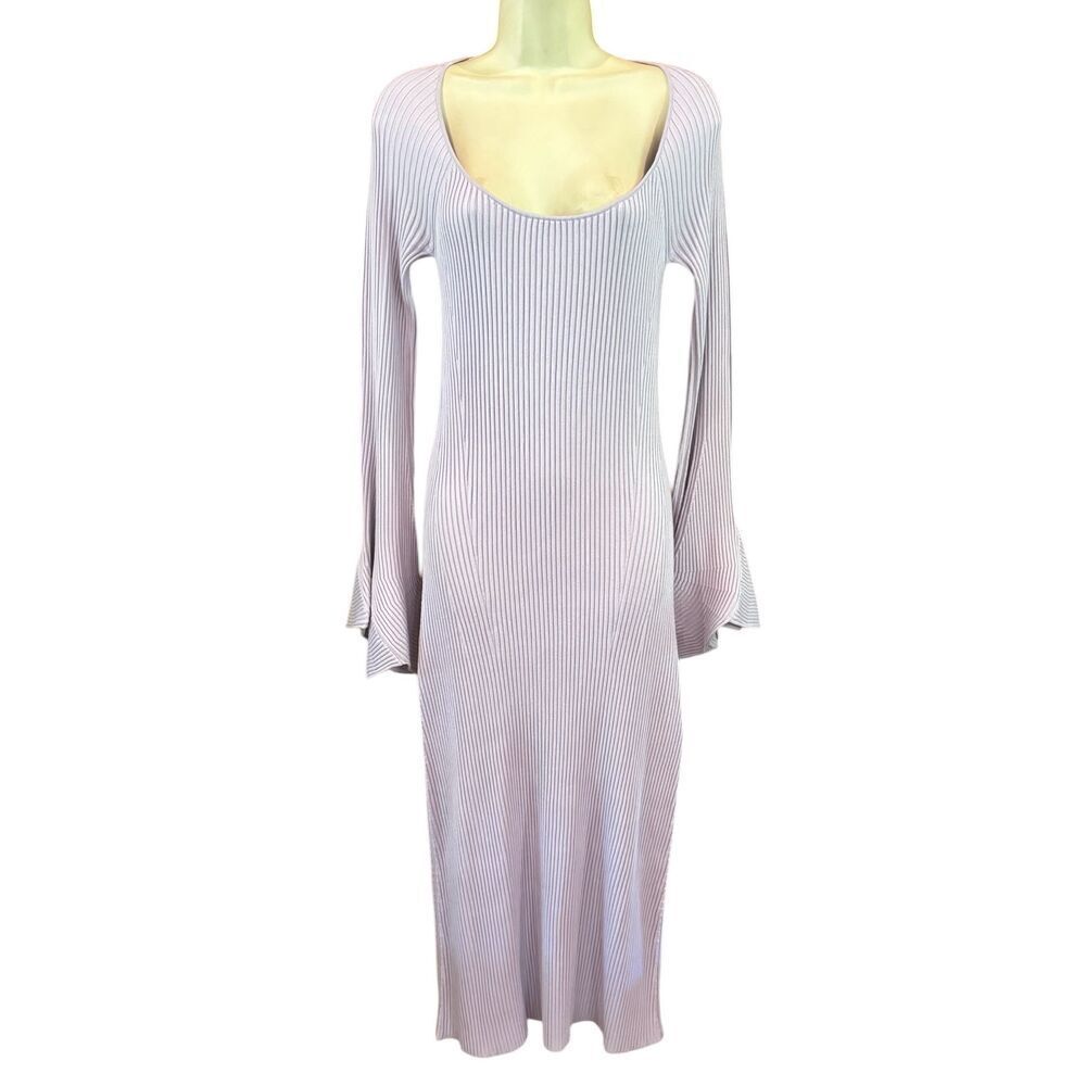 Proenza Schouler Rib-Knit Fluted Sweaterdress in Lavender NWT Size Medium - Picture 8 of 12